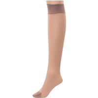 Britwear Set of 6 Women's Nylon Knee High Pop Socks with Comfort Top in Light Tan