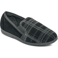 Soft Velour Check Slippers Elastic Gusset