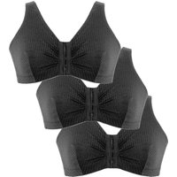 Eden House Women's Pack of 3 Bra Original Front Fastening Magic Bra in Black | Size: 16