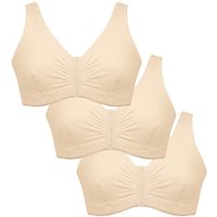 Eden House Women's Pack of 3 Bra Original Front Fastening Magic Bra in Ecru | Size: 14
