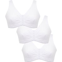 Eden House Women's Pack of 3 Bra Original Front Fastening Magic Bra in White | Size: 16