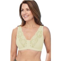 Eden House Women's Front Fastening Magic Bra Cotton Lace in Ecru | Size: 22