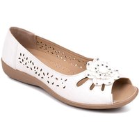 Chums Women's Flower Slip On Open Toe Sandal in White | Size: 8