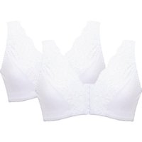 Eden House Women's Pack Of Two Lace Front Fastening Magic Bras in White | Size: 22