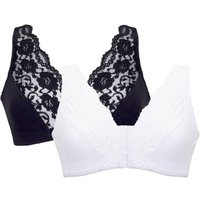Eden House Women's Pack Of Two Lace Front Fastening Magic Bras | Size: 16