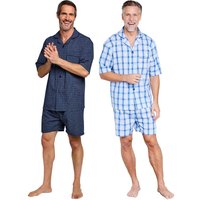 Chums Men's Marlow Check Pyjama Sets (Pack of 2) Blue & Navy | Size: Large