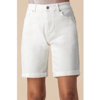 Roman Women's Turned Hem Denim Stretch Shorts in White | Size: 20