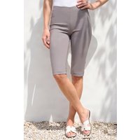Roman Women's Elastic Waist Knee Length Stretch Shorts in Taupe | Size: 10