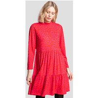 Jacquard Leopard Print Tiered Dress