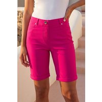 Roman Women's Elastic Waist Turn Up Stretch Shorts in Cerise | Size: 12