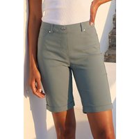 Roman Women's Elastic Waist Turn Up Stretch Shorts in Khaki | Size: 22