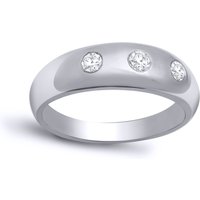 9ct White Gold 0.5ct Diamond Domed Band Trilogy Ring 9mm Y