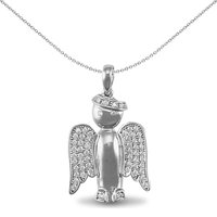 Sterling Silver CZ Winged Angel Crown Halo Charm Pendant