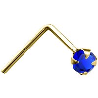 Jewelco London Women's 9ct Gold Dark Blue Crystal Solitaire Claw Set Nose Stud 2mm