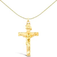 Jewelco London Solid 9ct Gold Flat INRI Crucifix Cross Pendant