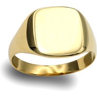 Jewelco London Men's Solid 9ct Gold Square Cushion Signet Ring | Size: N