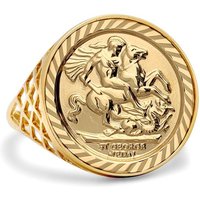 Jewelco London 9ct Gold St George Dragon Slayer Basket Half-Sovereign-Size Ring | Size: Z