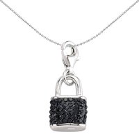 Sterling Silver Crystal Handbag Padlock Link Charm