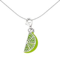 Sterling Silver Crystal Lime Quarter Link Charm