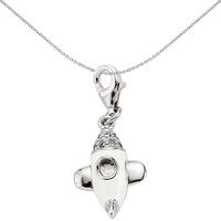 Sterling Silver Crystal Enamel Space Shuttle Link Charm