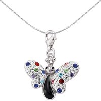 Sterling Multi Coloured Crystal Flutter Butterfly Charm