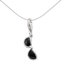 Jewelco London Women's Sterling Silver Black Enamel Cool Shady Sun Glasses Link Charm