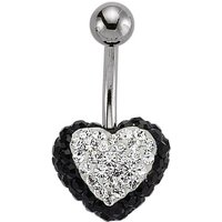 Steel Noir Crystal Love Heart Disco Ball Banana Belly Bar Silver