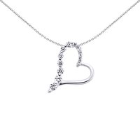 Jewelco London Women's Silver CZ Love Heart Pendant Necklace