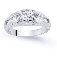 CZ Gypsy Carved Solitaire Ring