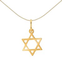 Jewelco London Women's 9ct Gold Magen David Star Charm Pendant