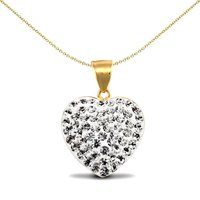 Jewelco London Women's 9ct Gold Crystal Love Heart Charm Pendant