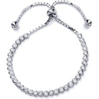 Jewelco London Women's Silver CZ Tennis Eternity Adjustable Toggle Slider Bracelet 3mm