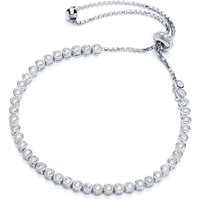 Jewelco London Women's Silver CZ Tennis Eternity Toggle Slider Bracelet 3mm