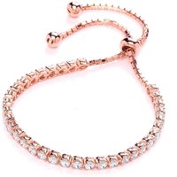 Rose Silver CZ Tennis Eternity Adjustable Slider Bracelet 4mm