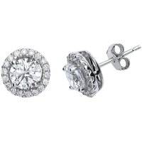 Jewelco London Women's Silver CZ Halo Stud Earrings