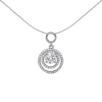 Jewelco London Women's Silver CZ Halo Charm Necklace