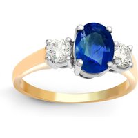 Jewelco London Women's 18ct Gold Diamond Blue Sapphire Trilogy Engagement Ring 8mm | Size: T