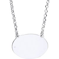 Jewelco London Women's Silver Oval Disc Tag Medallion Necklace 16 + 1 inch