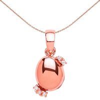 Jewelco London Women's Rose Silver CZ Golden Egg Pendant Necklace in Rose Gold