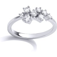 Jewelco London Women's Silver CZ Random Cluster Engagement Ring | Size: N