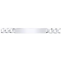Silver Traditional Flat Curb Chain ID Bracelet 21.5cm