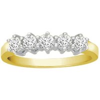 Jewelco London Women's 18ct Gold 0.5ct Diamond 5 Stone Eternity Ring 4mm | Size: W