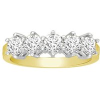 Jewelco London Women's 18ct Gold 1.5ct Diamond 5 Stone Eternity Ring 6mm | Size: Z
