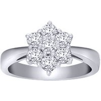 Jewelco London Women's 18ct White Gold 0.75ct Diamond 7 Stone Flower Cluster Ring 9mm in Silver | Size: W