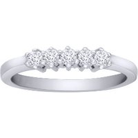 Jewelco London Women's 18ct White Gold 0.25ct Diamond 5 Stone Eternity Ring 3.5mm in Silver | Size: Q