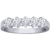 Jewelco London Women's 18ct White Gold 0.75ct Diamond 5 Stone Eternity Ring 5mm in Silver | Size: j