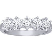 18ct White Gold 1.5ct Diamond 5 Stone Eternity Ring 5.5mm W