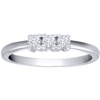 Jewelco London Women's 18ct White Gold 0.25ct Diamond 3 Stone Uniform Trilogy Ring 3.5mm in Silver | Size: T