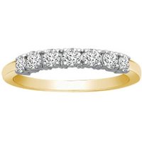 Jewelco London Women's 18ct 2 Colour Gold 0.5ct Diamond 7 Stone Eternity Ring 3mm | Size: j