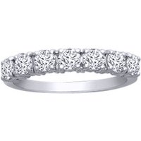 Jewelco London Women's 18ct White Gold 1.25ct Diamond 7 Stone Eternity Ring 4mm in Silver | Size: Medium
